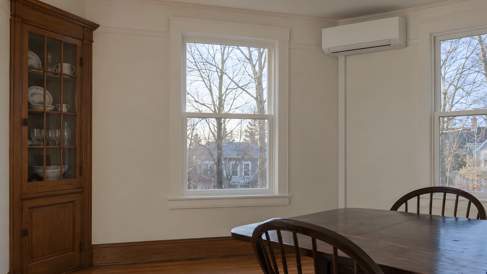 Mini-split head above dining room windows